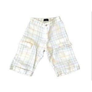 Burberry Boys Plaid Cargo Shorts Size 3 Blue Cream